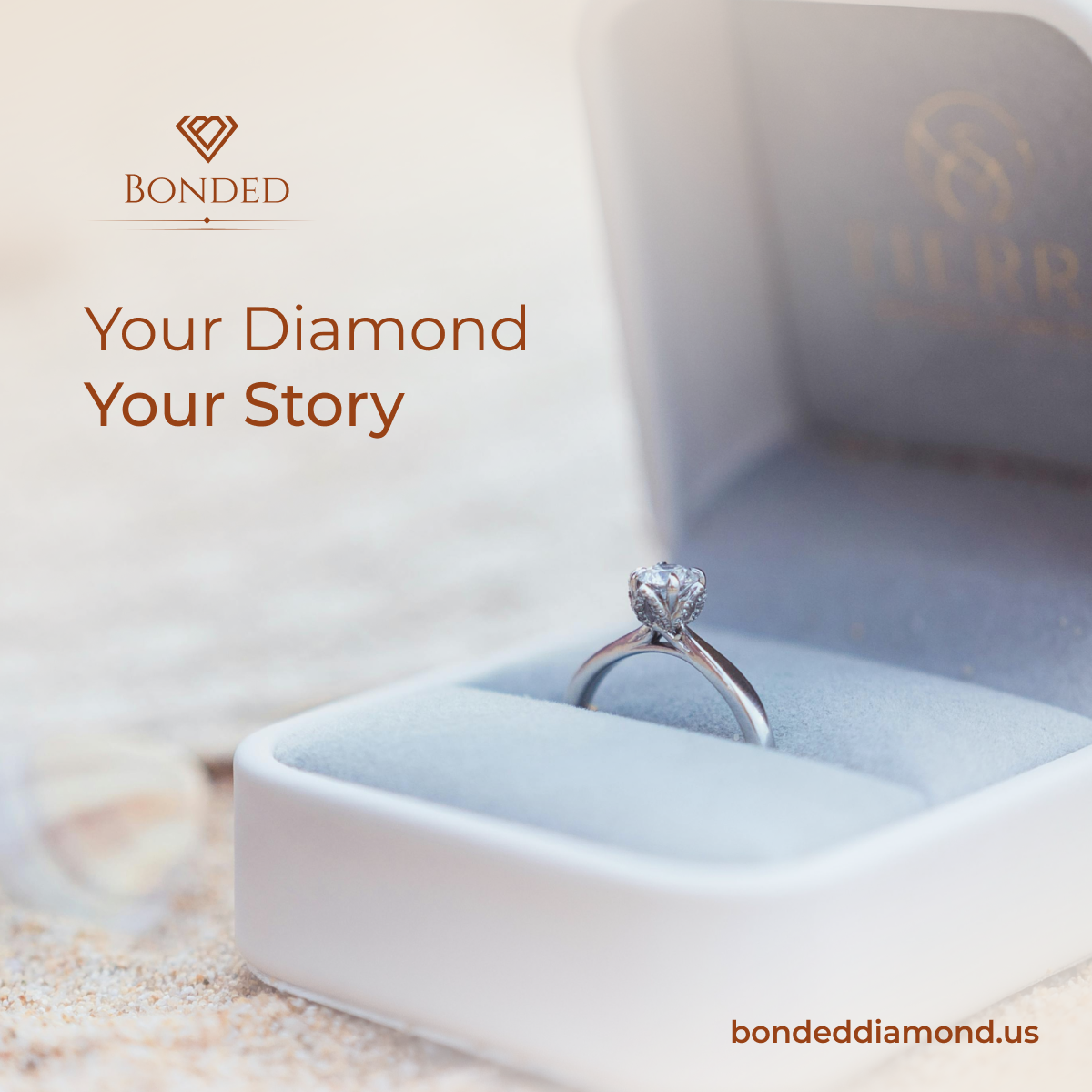Bonded Diamond ring box square